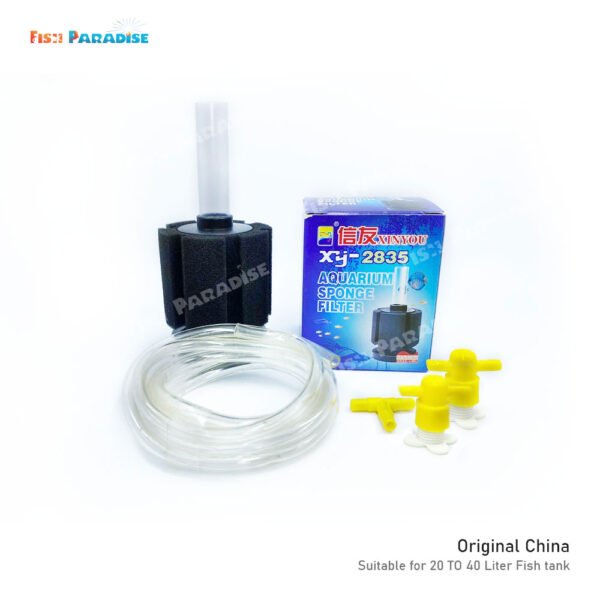 2835)--Suitable-for-20-TO-40-Liter-Fish-tank.-Provide-Filtration-&-Oxygen-To-Your-FreshwaterSalt Aquarium Biochemical Super Sponge Filter (XINYOU XY-2835)- Suitable for 20 TO 40 Liter Fish tank. 1 XY-2835 Sponge Filter, 10 Feet Pipe, 2 Air flow Controller, 1 T Connector